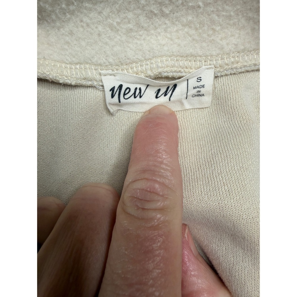 New In Cream Fleece Quarter Zip Utility Pullover Jacket Small NT10924 - Picture 7 of 7